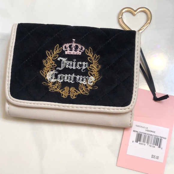 Juicy Couture Liquorice & Angel Royal Couture Double Sided Trifold Wallet NWT - Picture 14 of 16